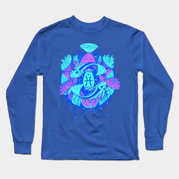 Blue Mystic Pisces Motion Long Sleeve T-Shirt by kenallouis